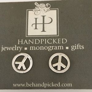 Sterling Silver Peace Sign Earrings